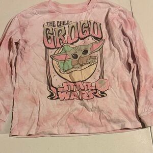 Star Wars Grogu Pink Tie-Dye Long Sleeve Kids Shirt